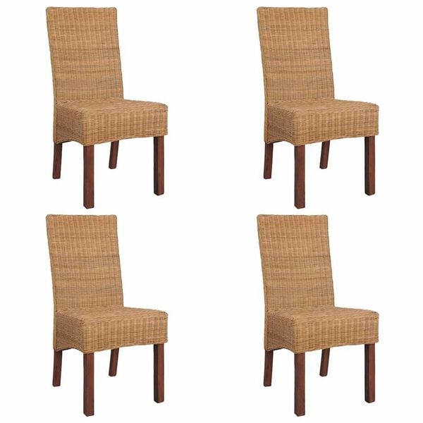 vidaXL Jed&aacute;lensk&eacute; stoličky 4 ks hned&eacute; pr&iacute;rodn&yacute; ratan