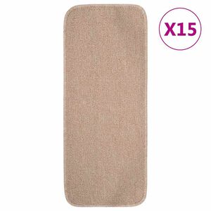 vidaXL Proti&scaron;mykov&eacute; n&aacute;&scaron;ľapy na schody 15 ks, 60x25cm, b&eacute;žov&eacute;, obdĺžnik