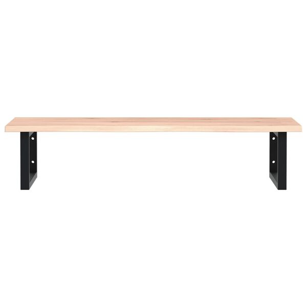 vidaXL Polica pod umývadlo, nástenná, oceľ a dubový masív