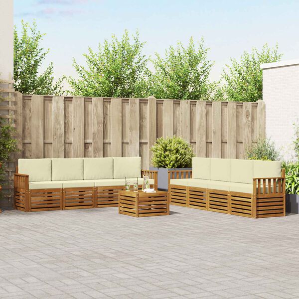 vidaXL S&uacute;pravy pohoviek 9 pcs Pr&iacute;rodn&aacute; a kr&eacute;mov&aacute; Pevn&eacute; ak&aacute;ciov&eacute; drevo