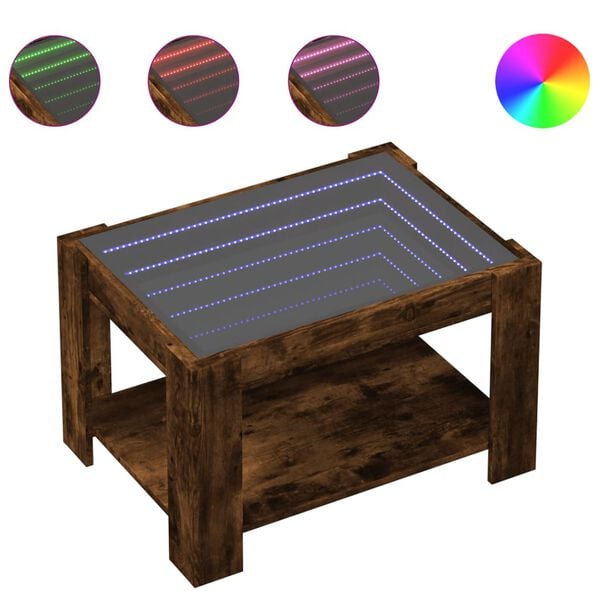 vidaXL Konferenčný stolík s LED dymový dub 73x53x45cm kompozitné drevo