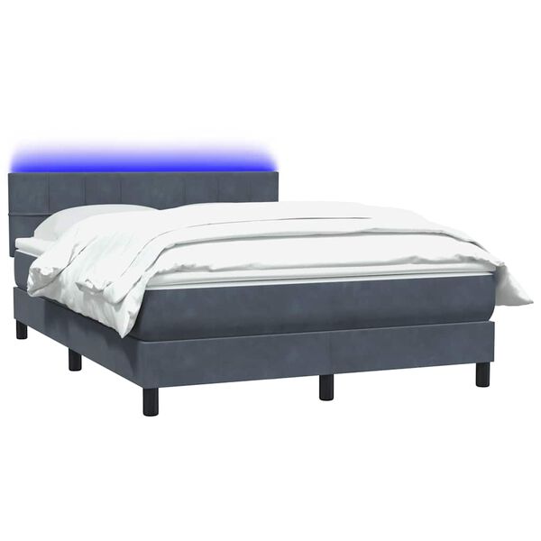 vidaXL Posteľn&yacute; r&aacute;m boxspring s matracom a LED tmavosiv&yacute; 160x210 cm zamat