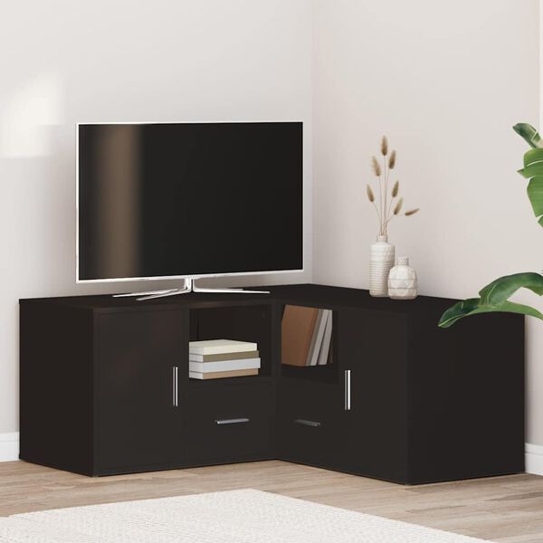 vidaXL Rohová skrinka čierna 160x40x45 cm kompozitné drevo