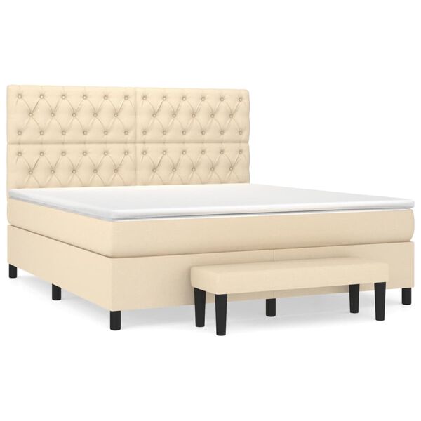 vidaXL Posteľn&yacute; r&aacute;m boxspring s matracom kr&eacute;mov&yacute; 160x200 cm l&aacute;tka