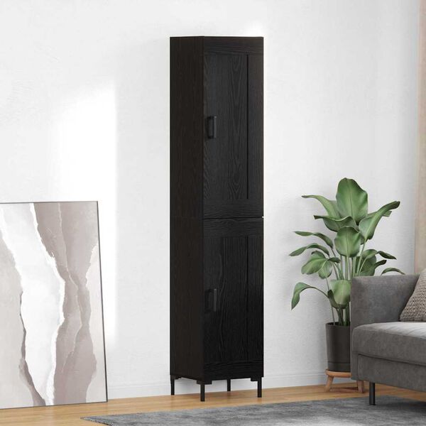 vidaXL Highboard Čierny dub 34,5 x 34 x 180 cm Kompozitn&eacute; drevo