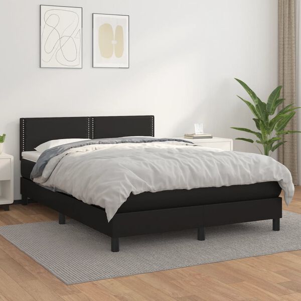 vidaXL Boxspring posteľ s matracom čierna 140x200 cm umel&aacute; koža