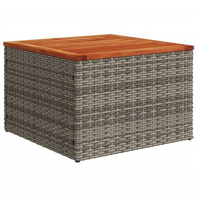 vidaXL Záhradný stôl sivý 55x55x37 cm polyratan a akáciové drevo
