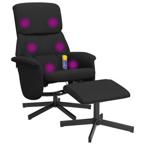 vidaXL Mas&aacute;žne skl&aacute;pacie kreslo s podnožkou čierne l&aacute;tka