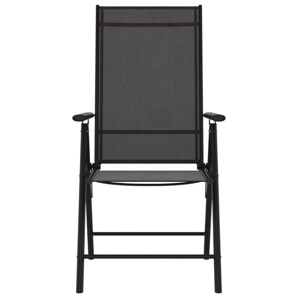 vidaXL Skladacie záhradné stoličky 6 ks textilénové čierne