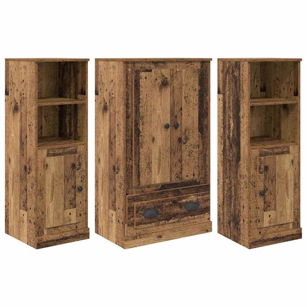 vidaXL Highboard so z&aacute;suvkou 3 pcs Star&eacute; drevo Kompozitn&eacute; drevo