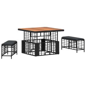 vidaXL Z&aacute;hradn&yacute; jed&aacute;lensk&yacute; set s vank&uacute;&scaron;om 3 pcs Čierna a &Scaron;ed&aacute;