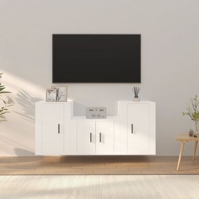 vidaXL 3-dielna súprava TV skriniek biela spracované drevo