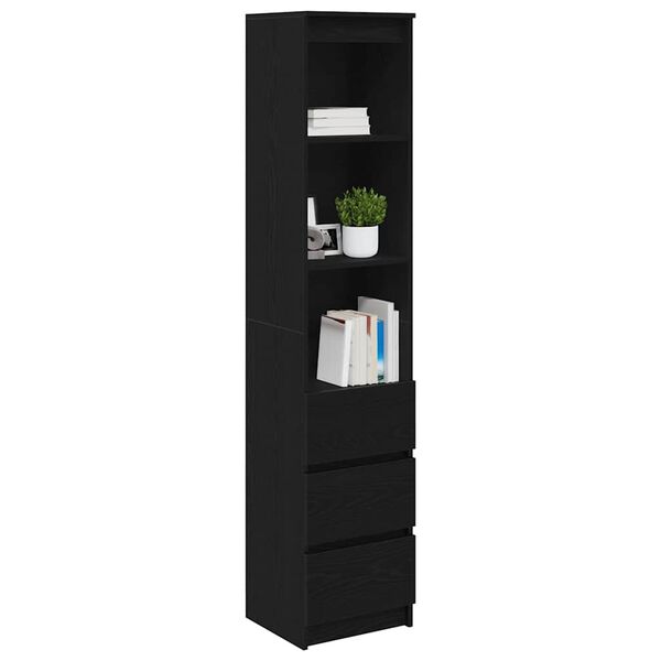 vidaXL Highboard Black Oak 37,5x35x180 cm Engineered Wood