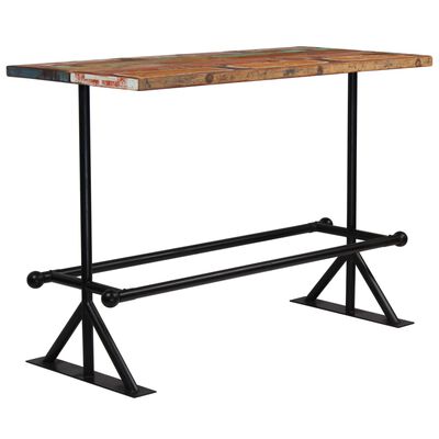 vidaXL Barový stôl, recyklovaný masív, rôznofarebný 150x70x107 cm