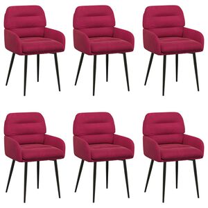 vidaXL Jed&aacute;lensk&eacute; stoličky 6 pcs Zamat V&iacute;no červen&eacute; 59 x 59,5 x 90 cm