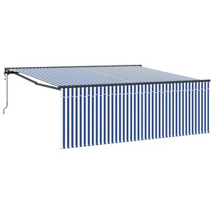 vidaXL Sklopn&aacute; mark&iacute;za Modr&aacute; a biela 400 &times; 300 cm Polyester a hlin&iacute;k