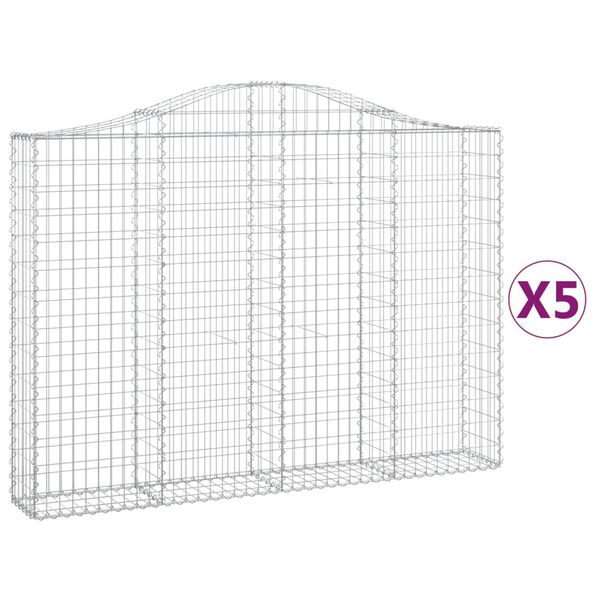 vidaXL Oblúkové gabionové koše 5 ks 200x30x140/160 cm pozink. železo