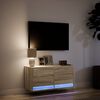 vidaXL TV nástenná skrinka s LED svetlami dub sonoma 80x31x38 cm