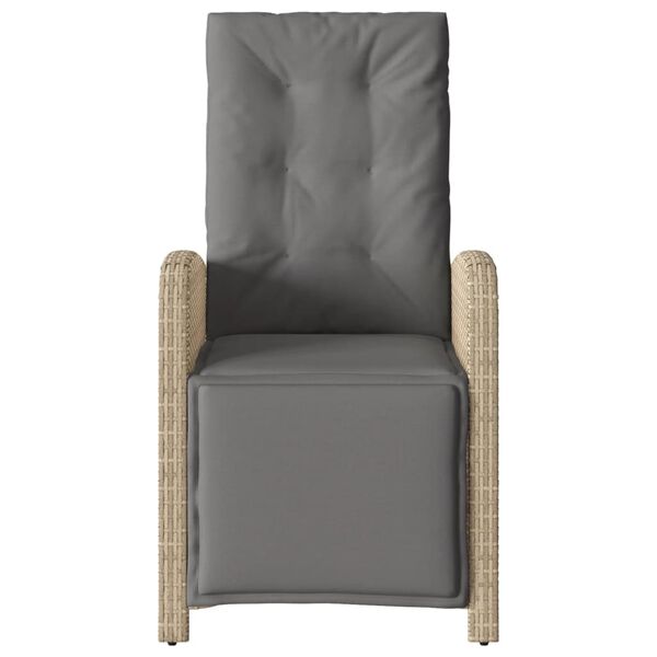 vidaXL Sklápacie záhradné kreslo s podnožkou zmes béžovej polyratan