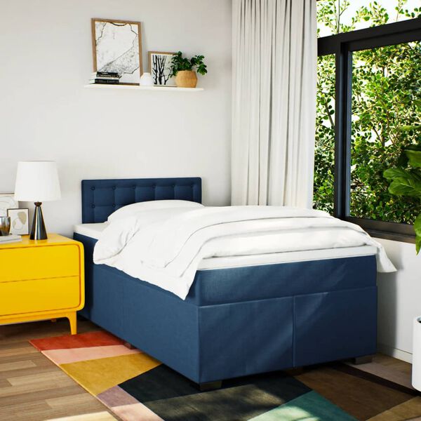 vidaXL Boxspring posteľ s matracom modr&aacute; 120x190 cm l&aacute;tka