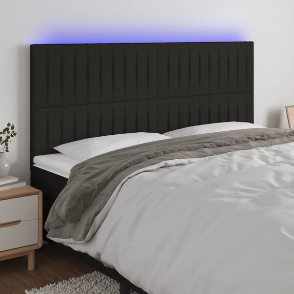 vidaXL Čelo postele s LED čierne 200x5x118/128 cm l&aacute;tka