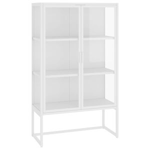 vidaXL Vysok&aacute; skrinka biela 80x35x135 cm oceľ a tvrden&eacute; sklo