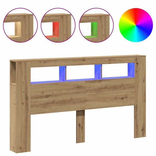 vidaXL Čelo s LED dub artisan 180x18,5x103,5 cm kompozitn&eacute; drevo