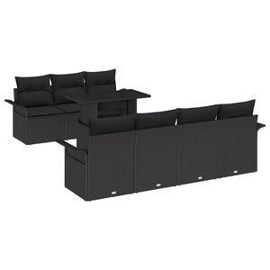 vidaXL S&uacute;prava z&aacute;hradn&yacute;ch pohoviek s vank&uacute;&scaron;om 8 pcs Čierna Poly Ratan