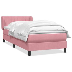 vidaXL Posteľn&yacute; r&aacute;m boxsping s matracom ružov&yacute; 90x220 cm zamat