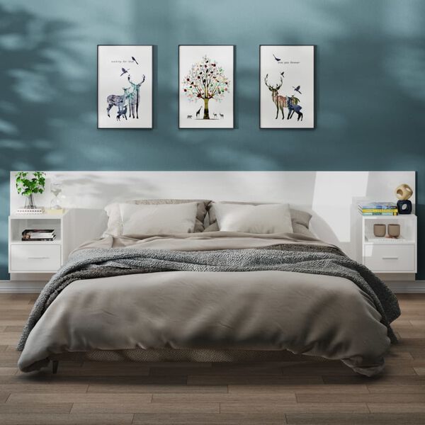 vidaXL N&aacute;stenn&eacute; nočn&eacute; stol&iacute;ky 2 ks leskl&eacute; biele