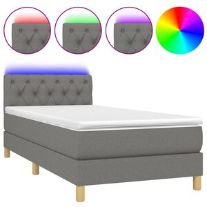 vidaXL Posteľ boxsping s matracom a LED tmavosiv&aacute; 80x200 cm l&aacute;tka