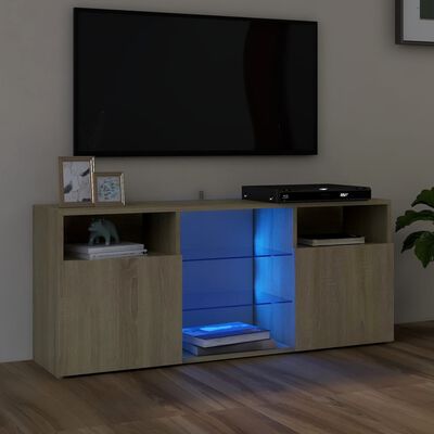 vidaXL TV skrinka s LED svetlami dub sonoma 120x30x50 cm