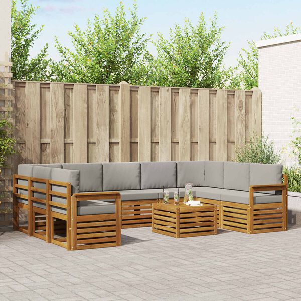 vidaXL S&uacute;pravy pohoviek s vank&uacute;&scaron;om 10 pcs Pr&iacute;rodn&aacute; a svetlosiv&aacute;