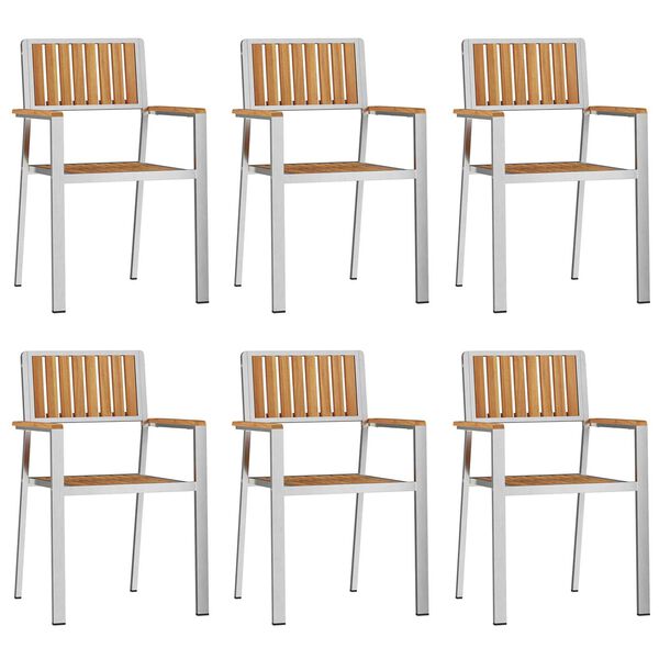 vidaXL Záhradnástolička 6 pcs Hnedá 56x54,5x87 cm Solidný teak