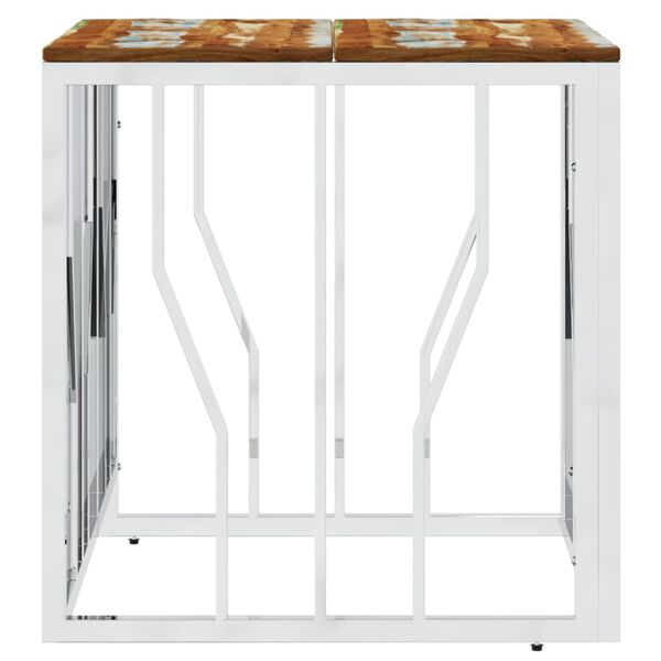 vidaXL Konferenčný stolík strieborný nehrdzavejúca oceľ a recyk. masív