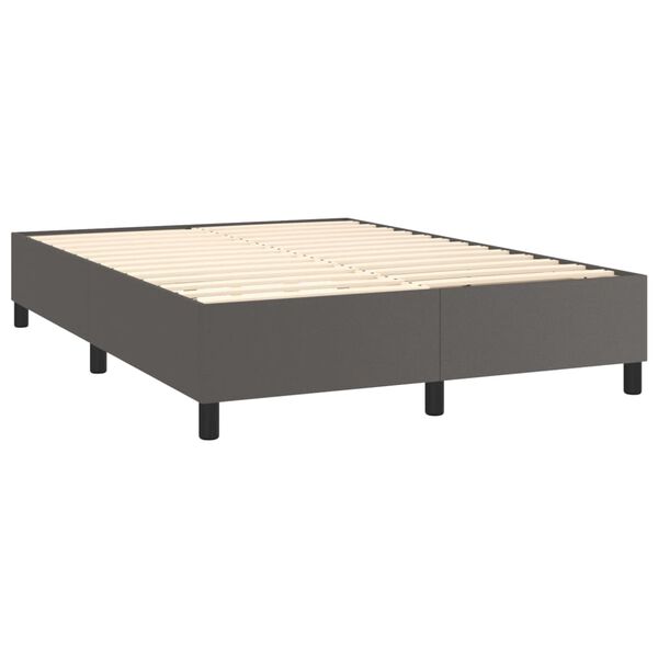vidaXL Boxspring posteľ s matracom siv&aacute; 140x200 cm umel&aacute; koža
