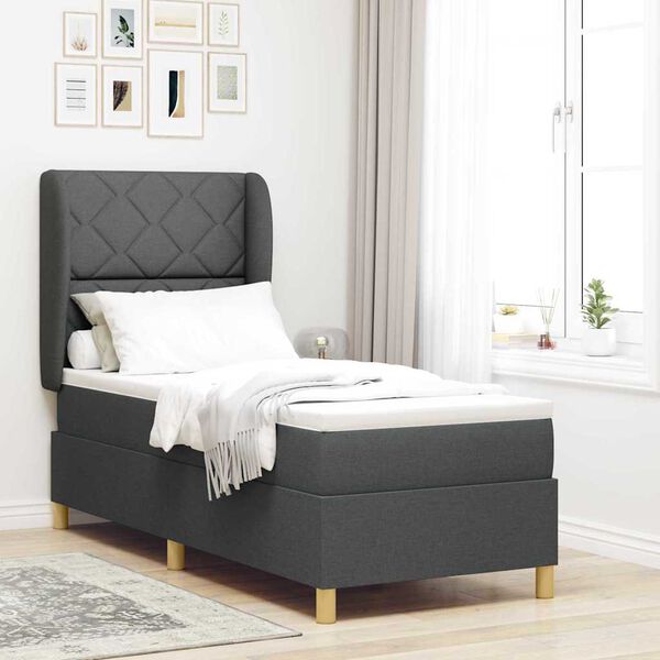 vidaXL Boxspring posteľ s matracom tmavo&scaron;ed&aacute; 90x190 cm Tmavo &scaron;ed&aacute;
