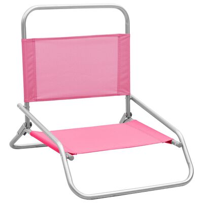 vidaXL Skladacie plážové stoličky 2 ks ružové látka