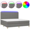 vidaXL Posteľ boxsping s matracom a LED tmavosiv&aacute; 200x200 cm l&aacute;tka