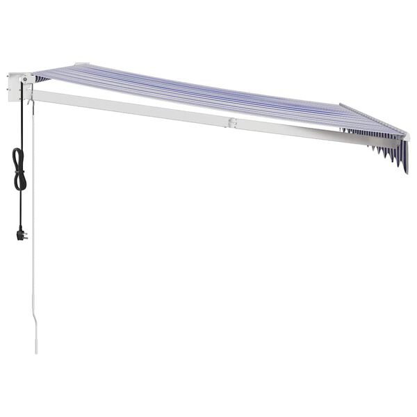 vidaXL Automatick&aacute; zaťahovacia mark&iacute;za, modr&aacute; a biela 3,5x2,5 m