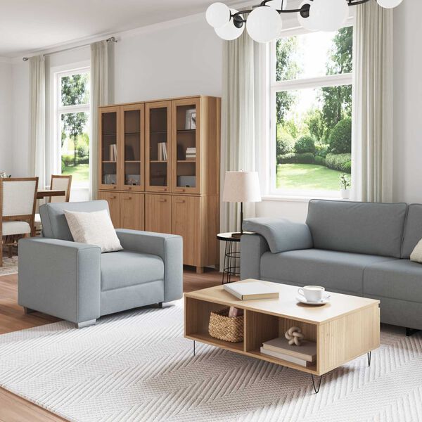 vidaXL Pohovka 3 pcs Svetlosivá Ľanová zmes