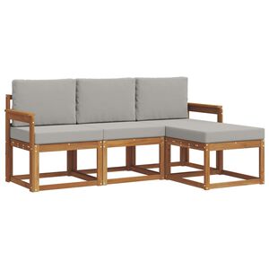 vidaXL Z&aacute;hradn&aacute; s&uacute;prava gaučov s vank&uacute;&scaron;om 4 pcs Pr&iacute;rodn&aacute; a svetlosiv&aacute;