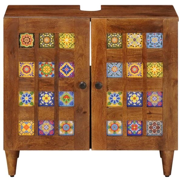 vidaXL K&uacute;peľňov&aacute; skrinka pod um&yacute;vadlo s dverami Orech 62 x 33 x 58 cm