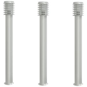 vidaXL Vonkaj&scaron;ie stojace lampy 3 ks strieborn&eacute; 110 cm nehrdzavej. oceľ