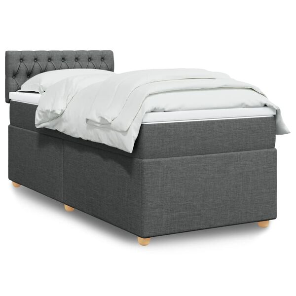 vidaXL Boxspring posteľ s matracom tmavosiv&aacute; 90x190 cm l&aacute;tka