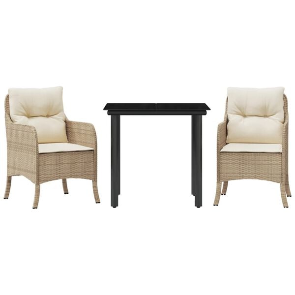 vidaXL 3-dielna z&aacute;hradn&aacute; jed&aacute;lensk&aacute; s&uacute;prava a vank&uacute;&scaron;e b&eacute;žov&aacute; polyratan