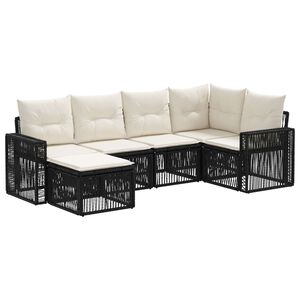 vidaXL S&uacute;prava z&aacute;hradn&yacute;ch pohoviek 6 pcs Čierna a kr&eacute;mov&aacute; biela