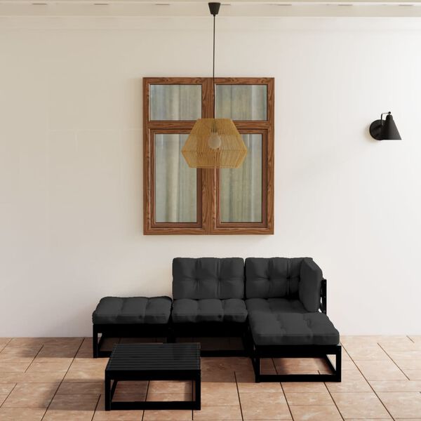 vidaXL 5-dielna záhradná súprava s podložkami borovicový masív