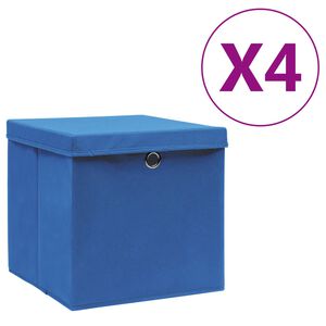 vidaXL &Uacute;ložn&eacute; boxy s vekom 4 ks, 28x28x28 cm, modr&eacute;