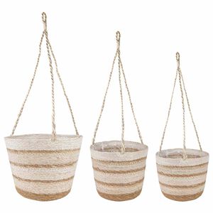 vidaXL 3 ks Pr&iacute;rodn&aacute;, biela a b&eacute;žov&aacute; &Oslash;26 x 19 cm 100% Morsk&aacute; tr&aacute;va